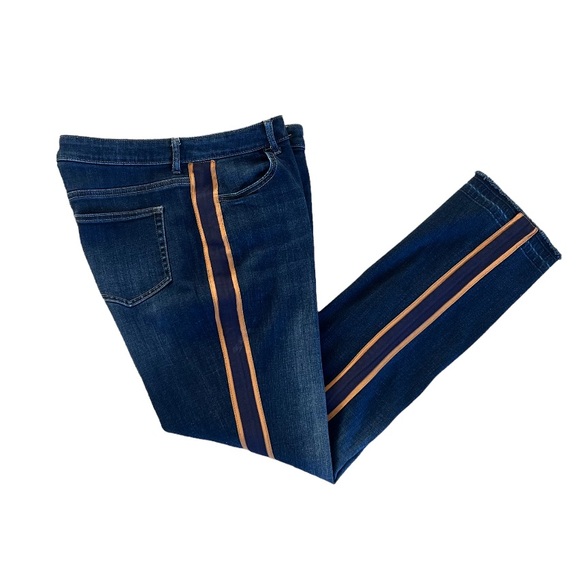 Logo Lori Golstein Jeans Bootcut Striped Stretch Denim Raw Hem - Picture 4 of 5